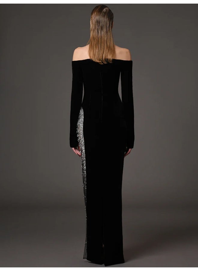 Madam Uniq Off-Shoulder Velvet Dress  - Image 2