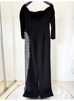 Madam Uniq Beaded and Rhinestone Embellished One-Shoulder Chiffon Maxi Dress  - Image 4