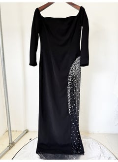 Madam Uniq Beaded and Rhinestone Embellished One-Shoulder Chiffon Maxi Dress  - Image 3