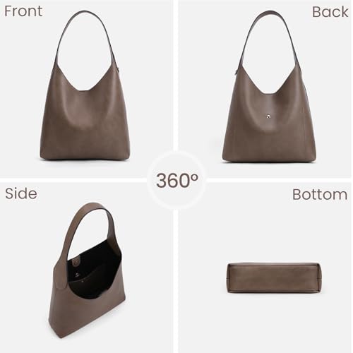HICARRY Faux Suede Hobo Bags Vegan Leather Shoulder Bag Tote for Women with Cherry Charm Slouchy Designer Handbag Purse Fall Fashion - Image 3