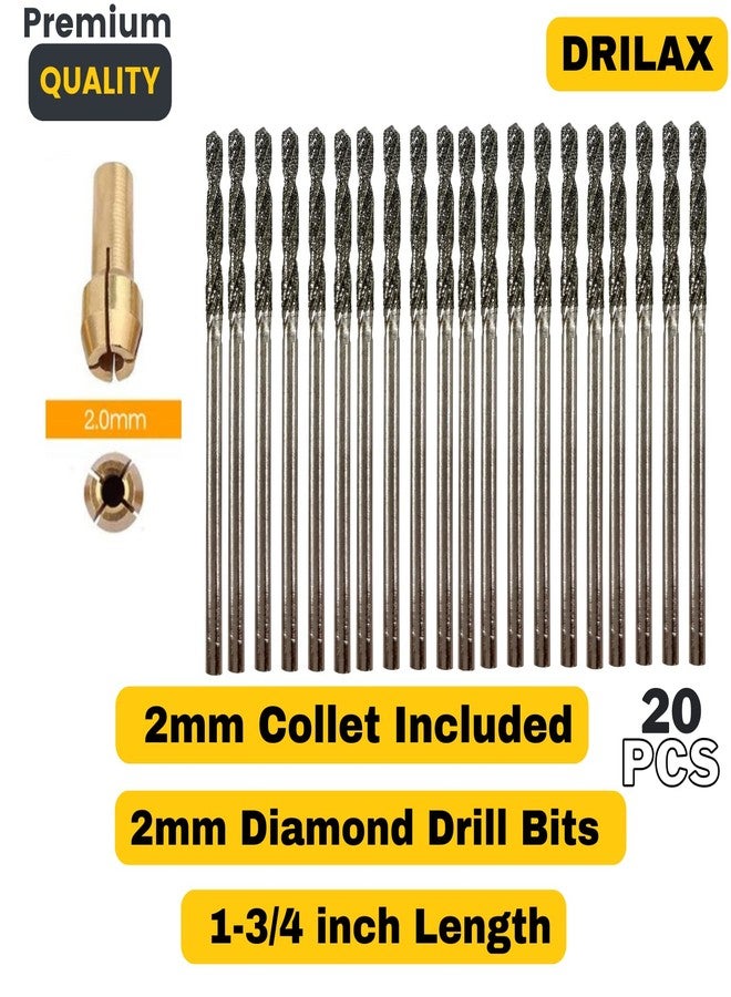 Drilax 20-Pc 2mm Diamond Drill Bit Set | Dremel Compatible with 1 Collet | for Glass, Sea Glass, Gems & Jewelry - Image 5