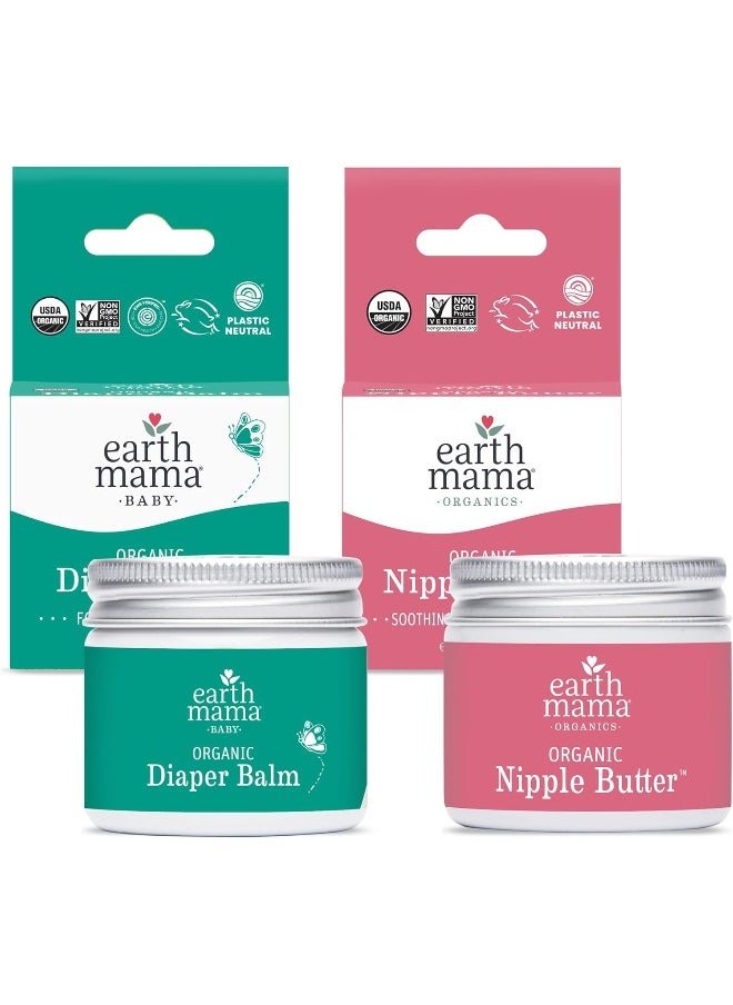 Earth Mama - Earth Mama Organic Nipple Butter™ + Organic Diaper Balm | Sensitive Skincare BFF Breastfeeding Essentials & Baby Cream Bundle - Image 1