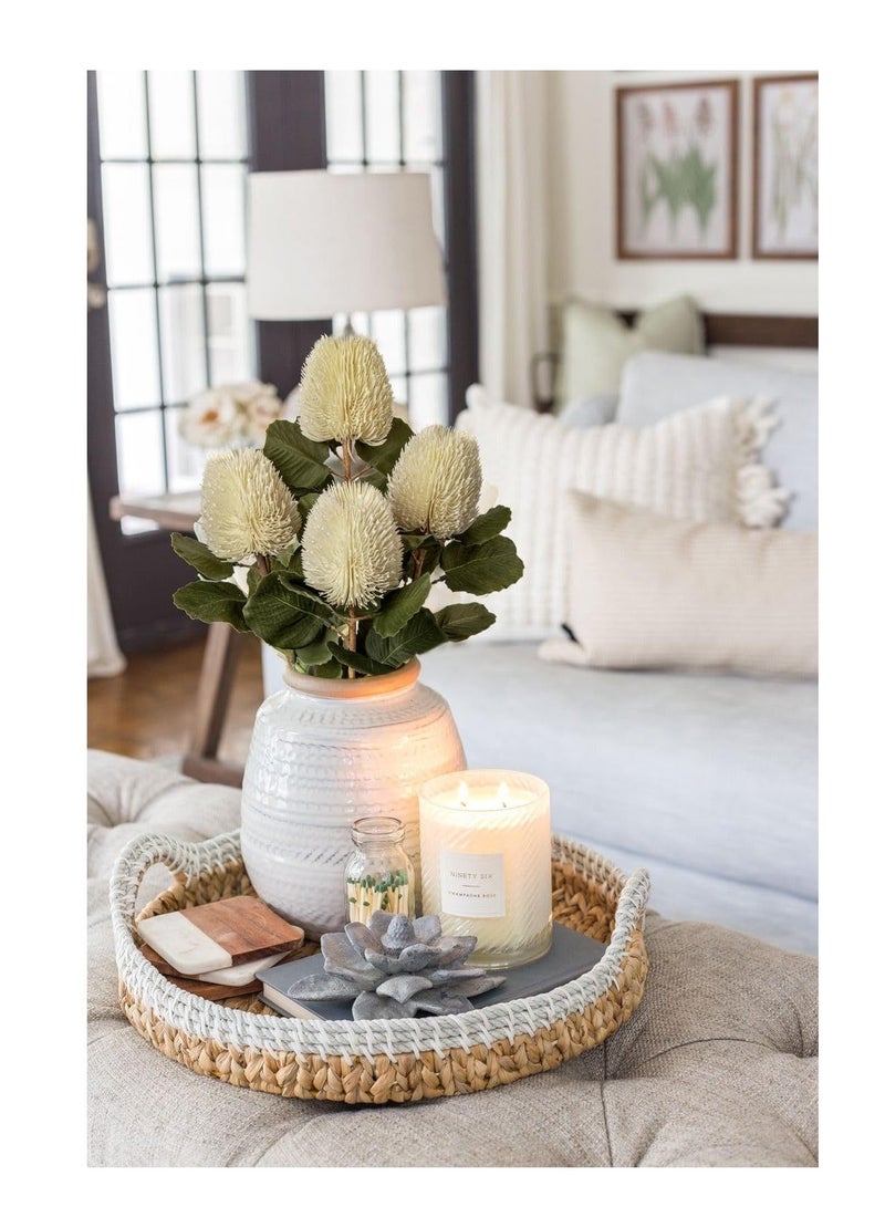 كابتن تيك 4 Pack Artificial Flowers Bouquets, Cream White Long Stem Artificial Flowers, Suitable for for Office Home Table Decor Wedding Party (57 cm) - Image 3