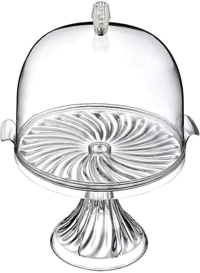 MERWY Cake Stand with Dome Clear Like Dome, Containers Plastic Large, Plastic Cake Box with Lid Cake Storage, Cake and Cupcake Holder, Food Holder BPA-Free (with Stand, Clear)
