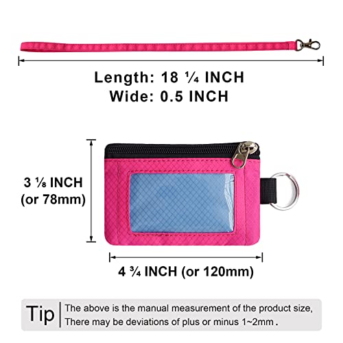 CHENSPRX Minimalist RFID Blocking Small Wallet with ID Window,WaterResistant Zip Id Case Wallet with Lanyard Keychain for Cards,Cash,Travel,Women,Men (LightSkyBlue+DeepPink) - Image 3