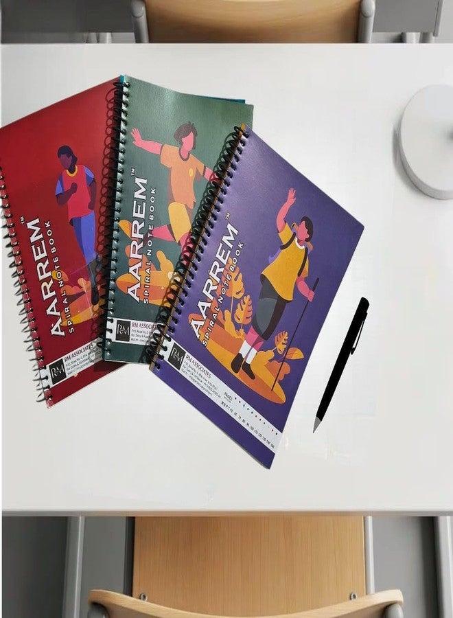 A4 Spiral Notebook Set, Pack-3, 200 Pages Each, White Ring Binding, Plain/Unruled, 70 GSM Chlorine-Free Paper, 200 Total Pages - Image 3
