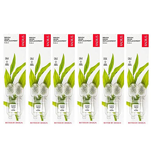 RADIUS Toothbrush Replacement Brush Heads 2-Count Improve Gum Health & Reduce Gum Issues - Medium - Pack of 6 - Image 1