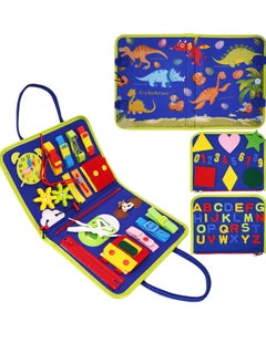 Y&D Busy Board Montessori Toys for Toddlers, Sensory Gifts 1 2 3 4 Year Old Girls & Boys Preschool Autistic Children Activities Educational Travel Toy Kids Learning Basic Dress Skills (Blue)  - Image 1
