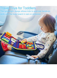 Y&D Busy Board Montessori Toys for Toddlers, Sensory Gifts 1 2 3 4 Year Old Girls & Boys Preschool Autistic Children Activities Educational Travel Toy Kids Learning Basic Dress Skills (Blue)  - Image 5