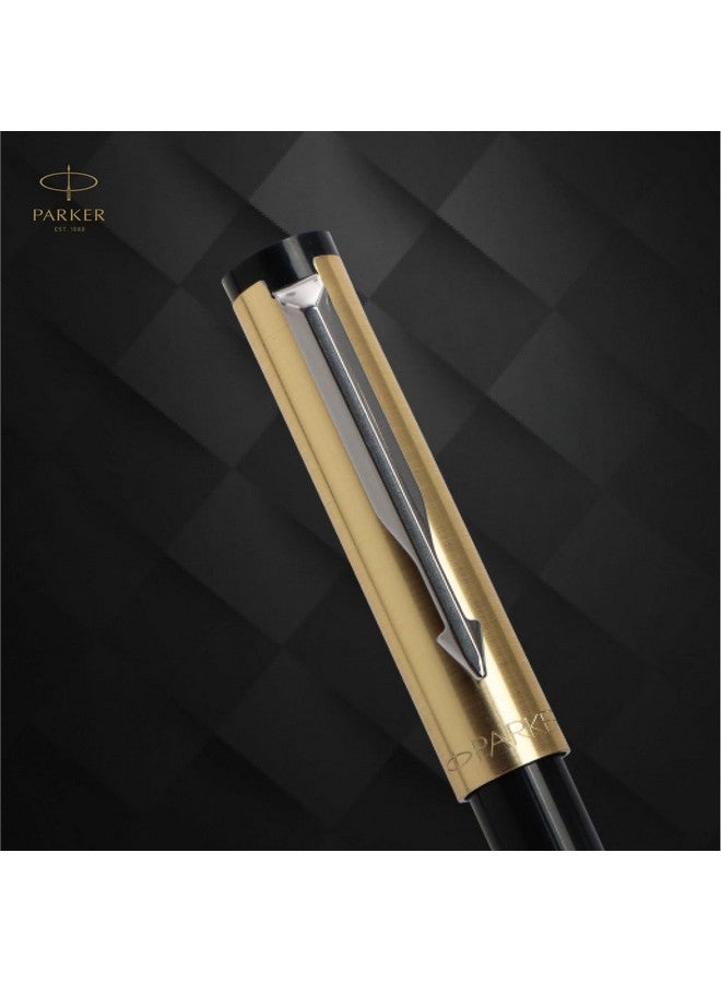 PARKER Parker Beta Premium Chrome Trim Fountain Pen | Gold Finish Cap With 1 Ink Cartridge | Ink Color - Blue | Best For Employees | Unique Gifts For Entrepreneurs  - Image 2