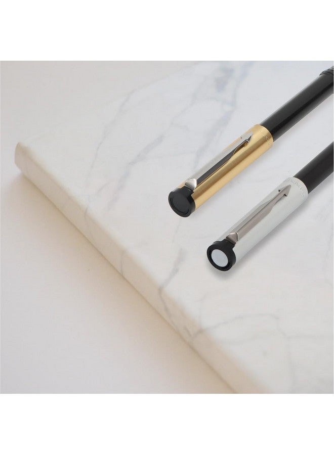 PARKER Parker Beta Premium Chrome Trim Fountain Pen | Gold Finish Cap With 1 Ink Cartridge | Ink Color - Blue | Best For Employees | Unique Gifts For Entrepreneurs  - Image 5