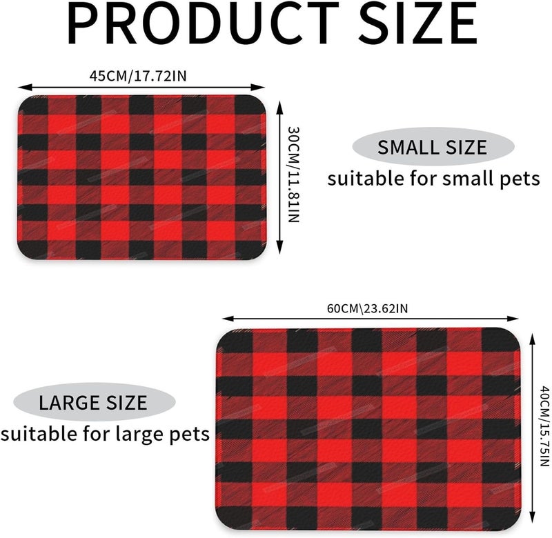 Dog Food Mat Dog Mat for Food and Water 18X12In Red Black Buffalo Plaid B No Stains Cat Pet Feeding Mats Water Bowl for Messy Drinkers 18X12In - Image 4