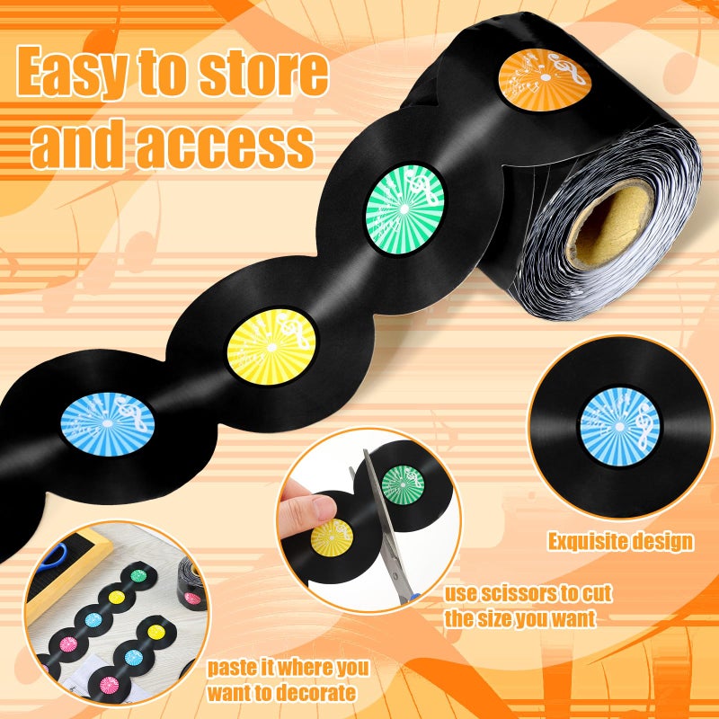 Noveread 69 ft Record Bulletin Board Borders Music Project Decoration Borders Record Trim Border Party Supplies for School Classroom Office Party Decor - Image 4