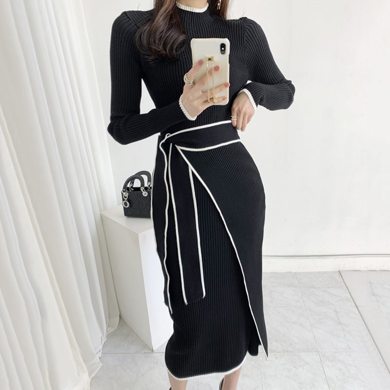 Korean Chic Retro Slim Fit Knitted Dress - Image 4