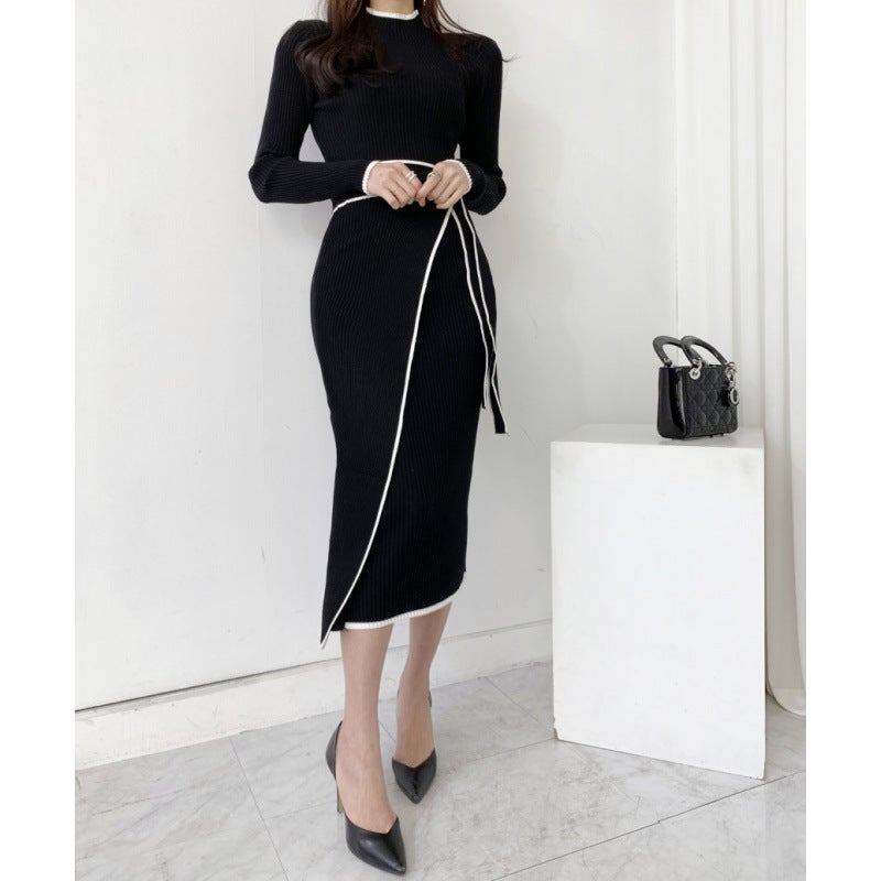 Korean Chic Retro Slim Fit Knitted Dress - Image 3