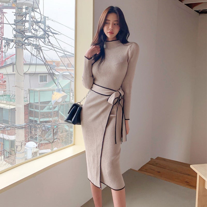Korean Chic Retro Slim Fit Knitted Dress - Image 2