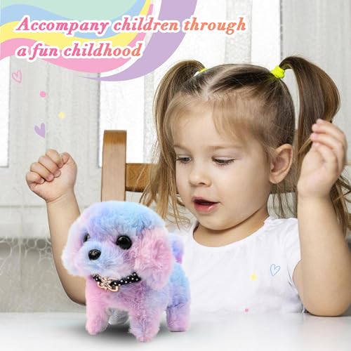 Easfan Walking Puppy Stuffed Animal Interactive Rainbow Dog Barking Tail Wagging Head Nodding Educational Plush Toy Easter Christmas Birthday Gifts for Toddlers Kids Girls 7 - Image 5