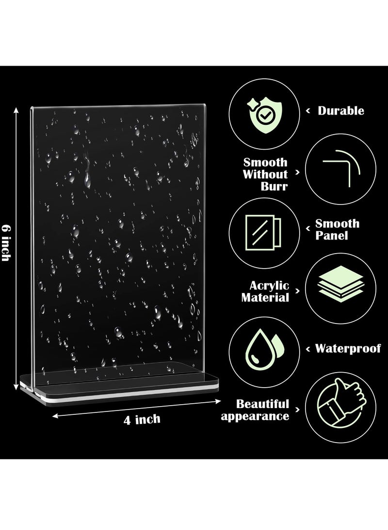 Excefore حامل لافتات أكريليك A6، حامل لافتات طاولة شفاف على شكل حرف T من البلاستيك على الوجهين، حامل عرض سطح المكتب، حامل قائمة عمودي، حامل لافتات متجر الأعمال لحفلات الزفاف والمدرسة والمكتب والفندق (A6، 12 عبوة) - Image 3