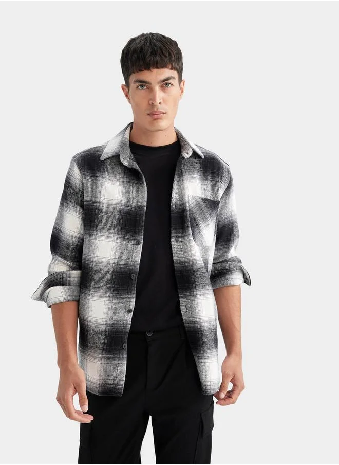 DeFacto Checked Regular Fit Collared Shirt with Pocket by Styli