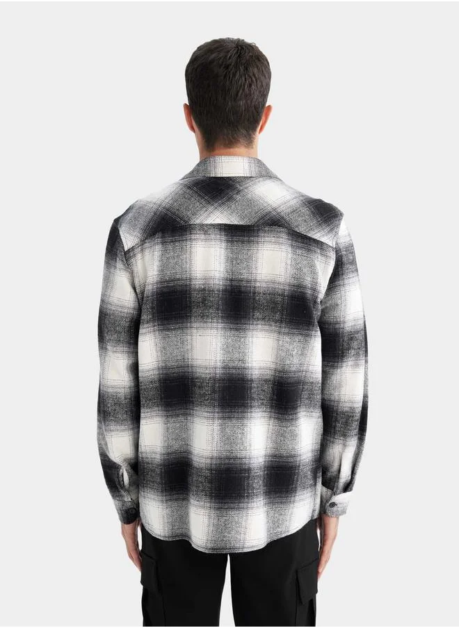 DeFacto Checked Regular Fit Collared Shirt with Pocket by Styli