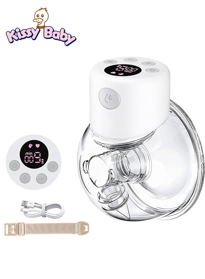 قبلة طفل يمكن ارتداؤها مضخة يدوية كهربائية ، 2 طرق ، 9 مستويات ، شاشات الكريستال السائل ، ذاكرة قابلة للشحن مضخة الثدي - 24 ملم شفة - Image 1