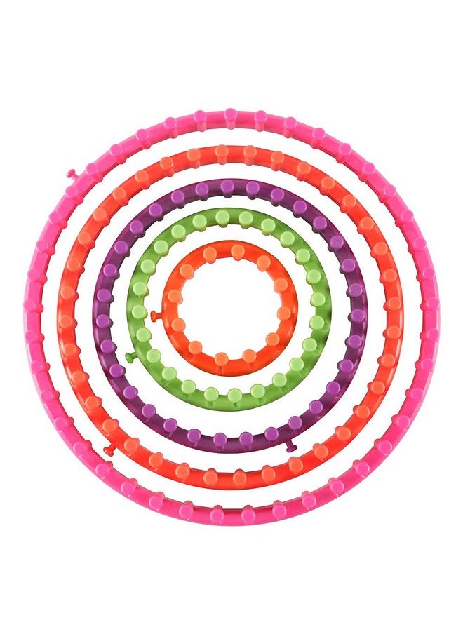 Novelinks - Round Knitting Looms Set Set Of 5 Plastic Looms Knitting With 1 Knitting Yarn Loom Needle And 1 Plastic Loom Pick - Image 1