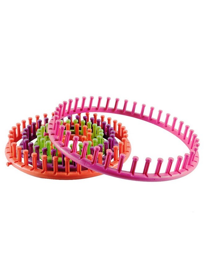 Novelinks - Round Knitting Looms Set Set Of 5 Plastic Looms Knitting With 1 Knitting Yarn Loom Needle And 1 Plastic Loom Pick - Image 1