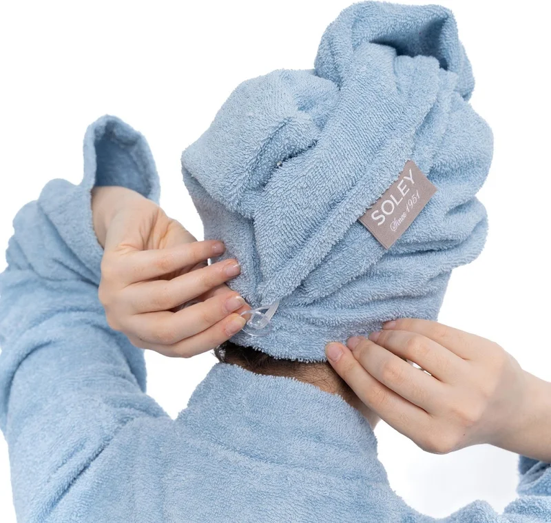سولي | Maida | Extra Soft 100% Cotton Hair Cap & Women's Bathrobe Set