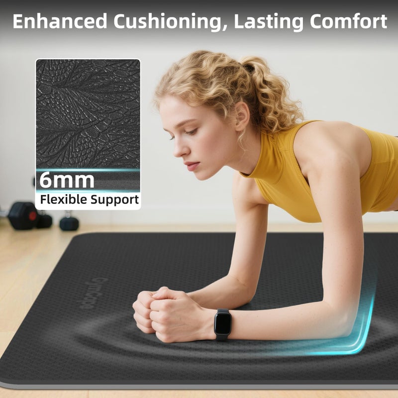 GymCope Extra Large Yoga Mat â€“ 72"x48" or 78"x57", Non-Slip TPE Exercise Mat for Women & Men, Available in 1/4" to 1/2" Thickness, for Home Gym, Yoga, Pilates & Barefoot Workouts, with Towel, Straps & Carry Bag - Image 4