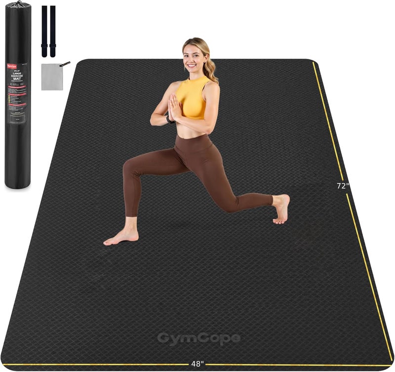 GymCope Extra Large Yoga Mat â€“ 72"x48" or 78"x57", Non-Slip TPE Exercise Mat for Women & Men, Available in 1/4" to 1/2" Thickness, for Home Gym, Yoga, Pilates & Barefoot Workouts, with Towel, Straps & Carry Bag - Image 1