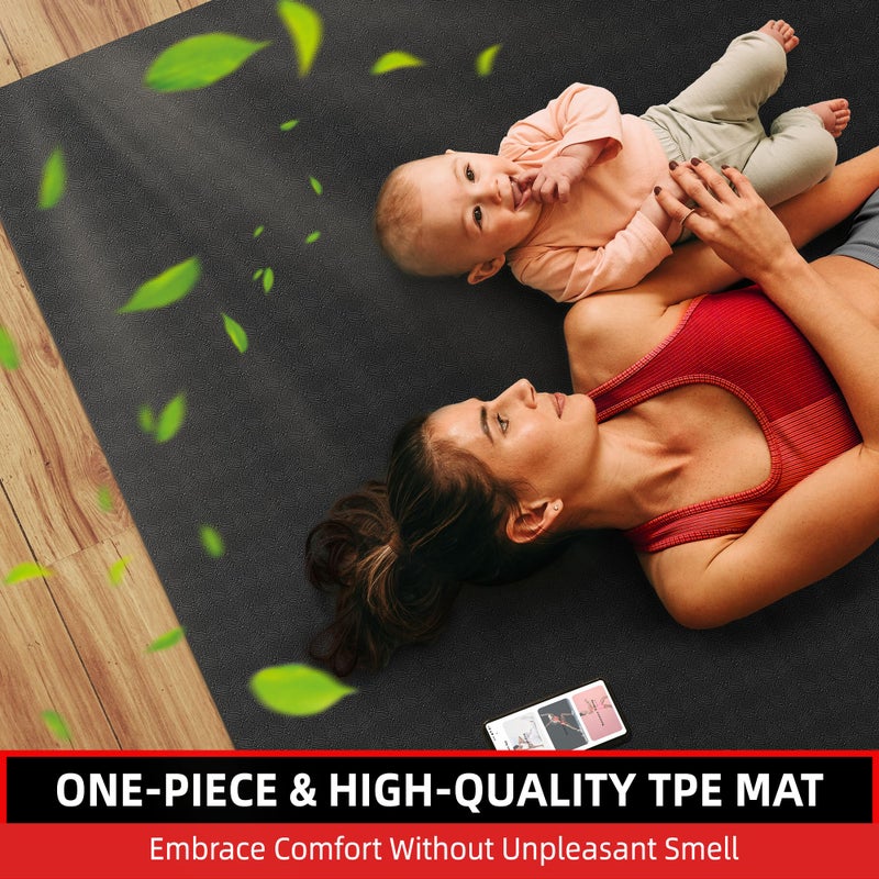 GymCope Extra Large Yoga Mat â€“ 72"x48" or 78"x57", Non-Slip TPE Exercise Mat for Women & Men, Available in 1/4" to 1/2" Thickness, for Home Gym, Yoga, Pilates & Barefoot Workouts, with Towel, Straps & Carry Bag - Image 5