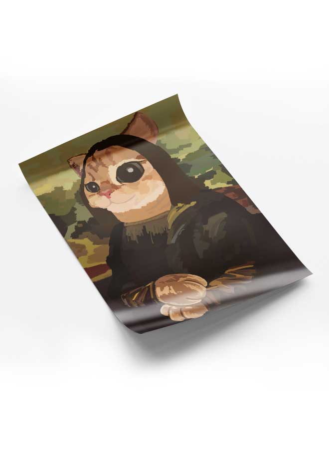 LOWHA Poster Painting Art With Four Separate Pieces Of Double-Sided Stickers Cat Painting For Home Bedroom Living Room And Office Decor  - Image 1