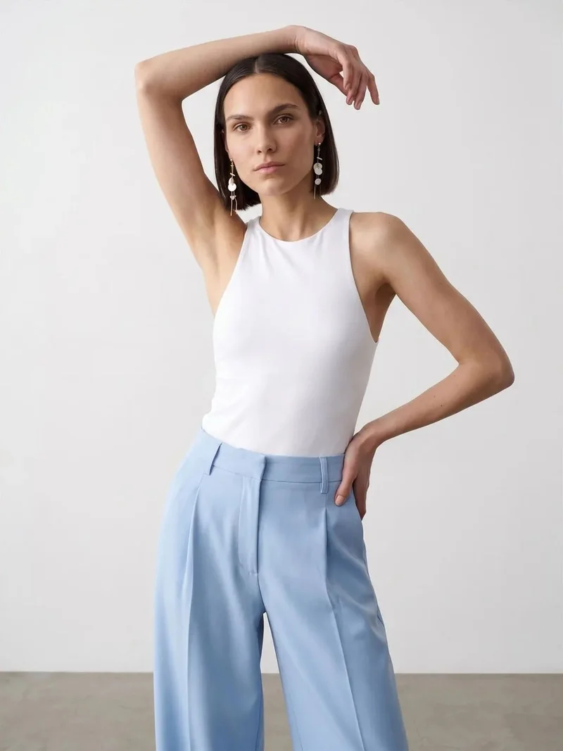 ديلفين Dilvin Slim-Fit Halter Neck Jersey Bodysuit