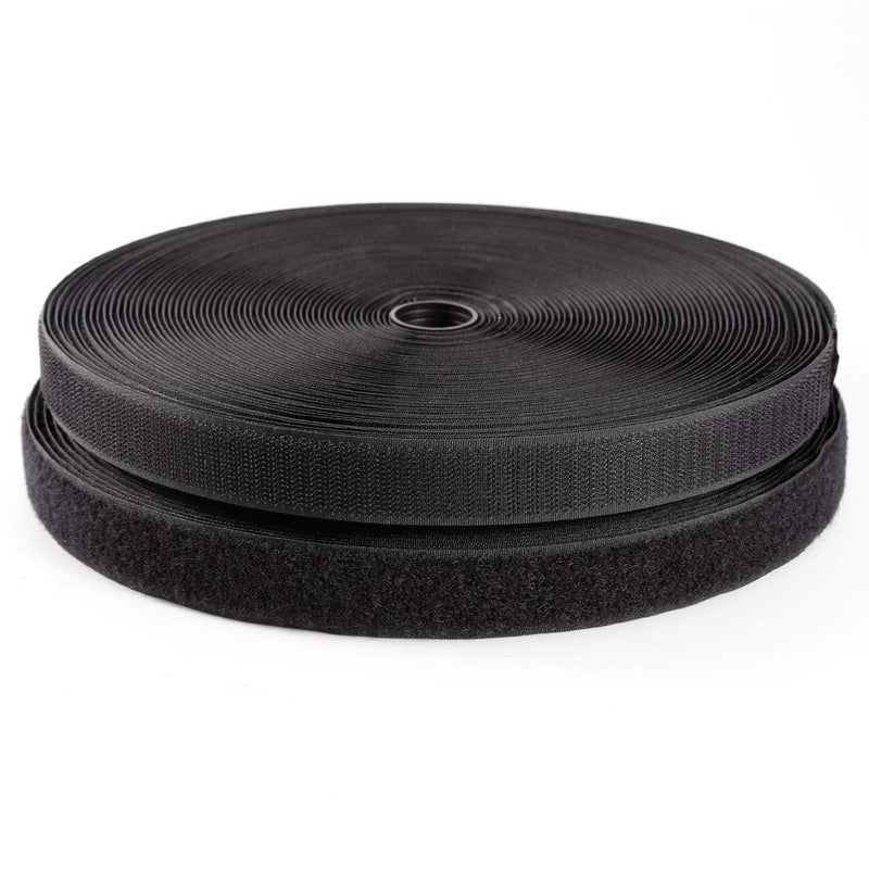 34 Width x 10Meters Length Black Sew On Hook and Loop Tape Fastening Nylon Fabric Tape Black 34 Inch x 10 Meters