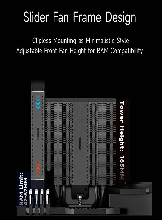 بي سي كولر مبرد وحدة المعالجة المركزية PCCOOLER Air Freezer، مبرد هوائي مزدوج البرج بقدرة 290 واط، نظام مروحة تبريد وحدة المعالجة المركزية بـ 8 أنابيب حرارية و3 أوضاع لمراوح PWM الصامتة، متوافق مع Intel LGA 1851/1700/1200/115X/20XX، AM4/AM5 (CPS RZ820 BK) - Image 4