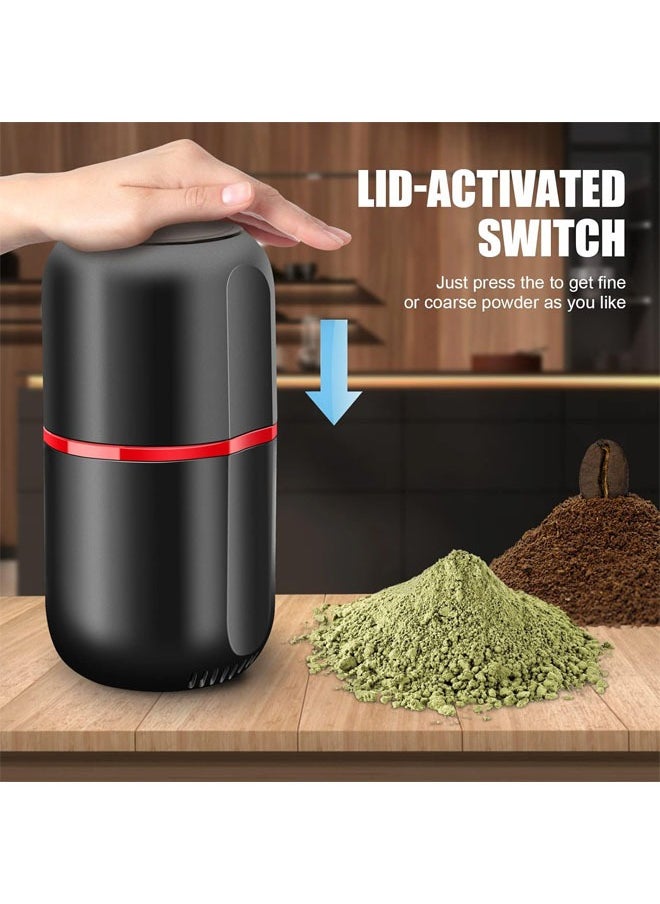 Hihonor - Herb Grinder Electric, Large Herbal/Coffee Grinders/Mill/Crusher for Spices and Herbs with Cleaning Brush, Black, 3.53 oz Capacity - Image 1