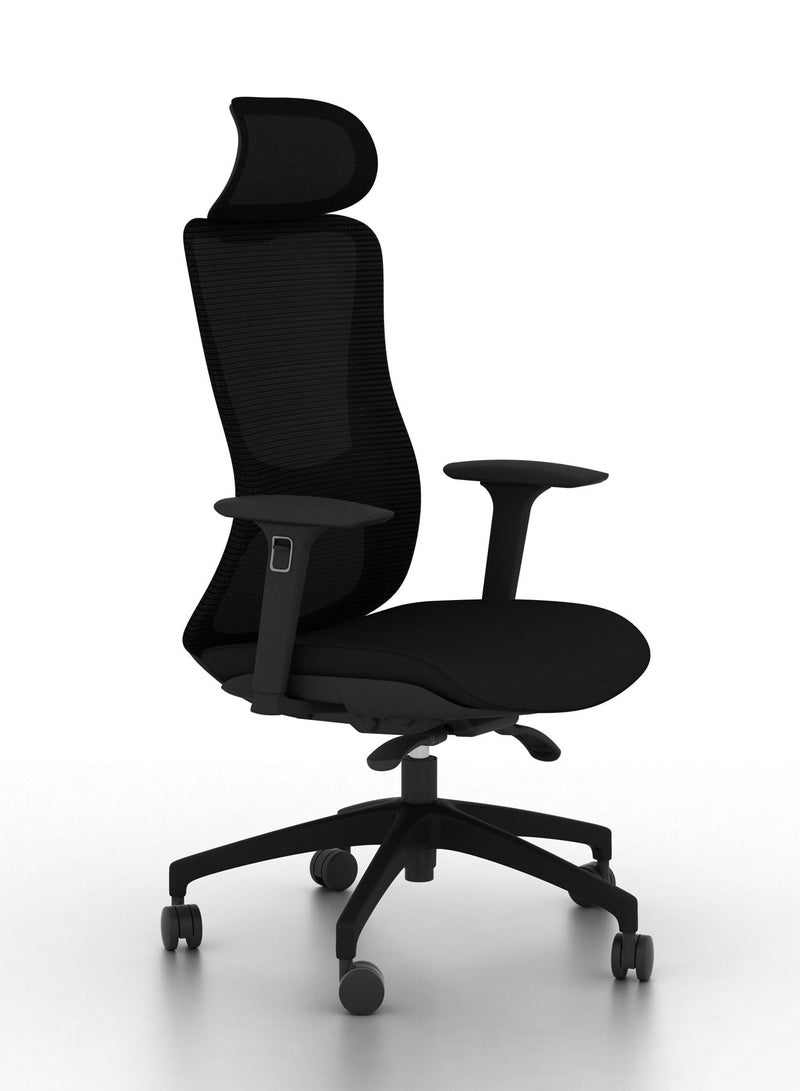 BAFCO Yoto High Back Ergonomic Office Executive Adjustable Height Comfort Mesh Wide Seat Chair Home Working Study Chair (Dark Black) - Image 1