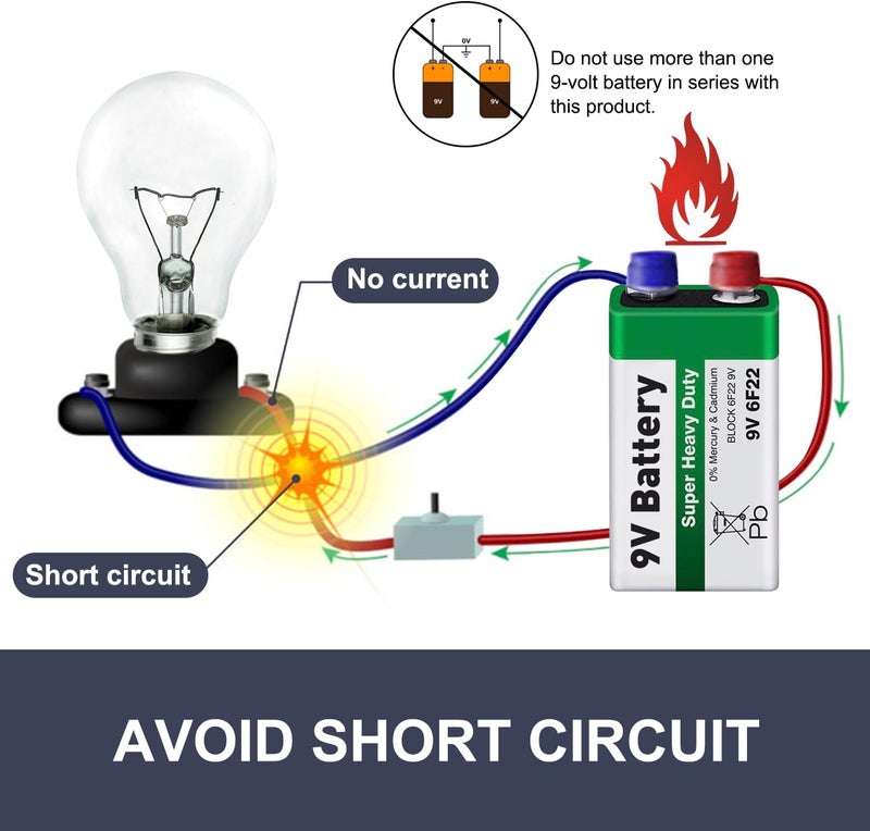 CHANZON UL Wires 9v Battery Power Supply Clip with 2.1mm x 5.5mm Right Angle Male DC Connector Plug Adapter I-Type Plastic Holder 5pcs kit for Arduino LED Strip - Image 5