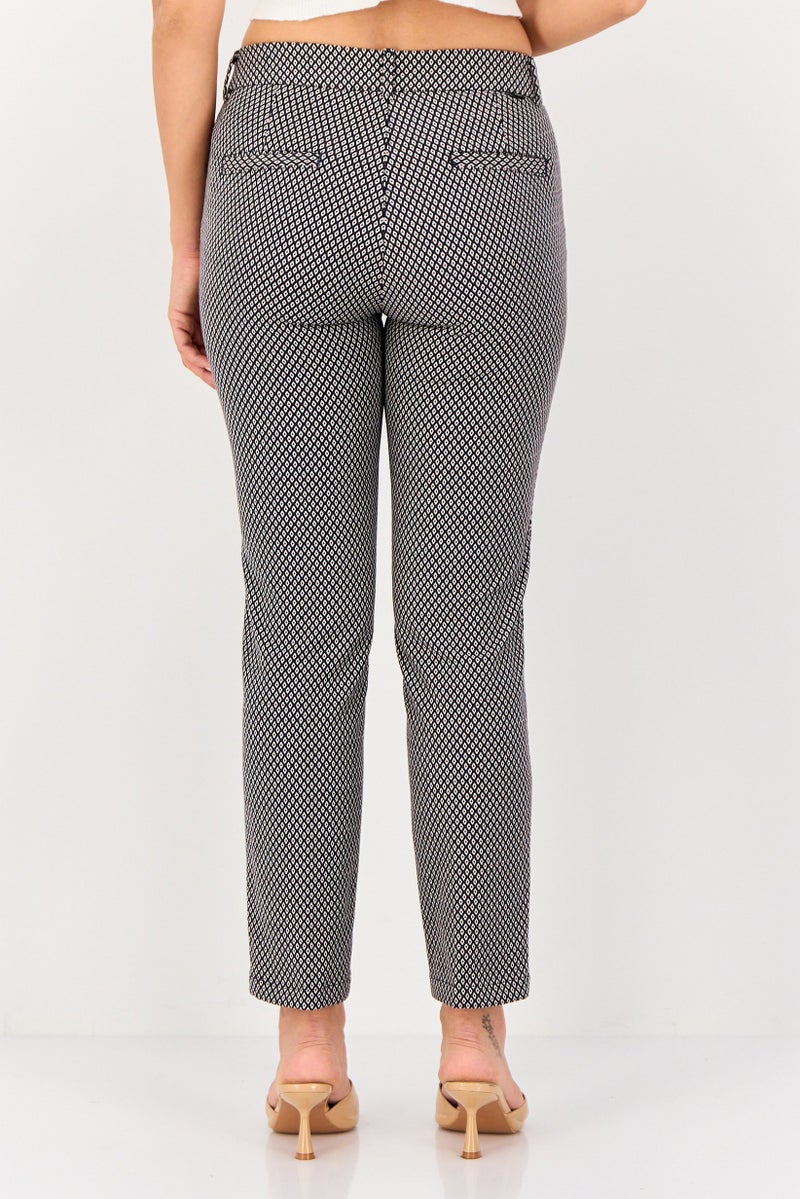 Reiko Women Cigarette Fit Diamond Pattern Dress Pants, Multicolor - Image 3
