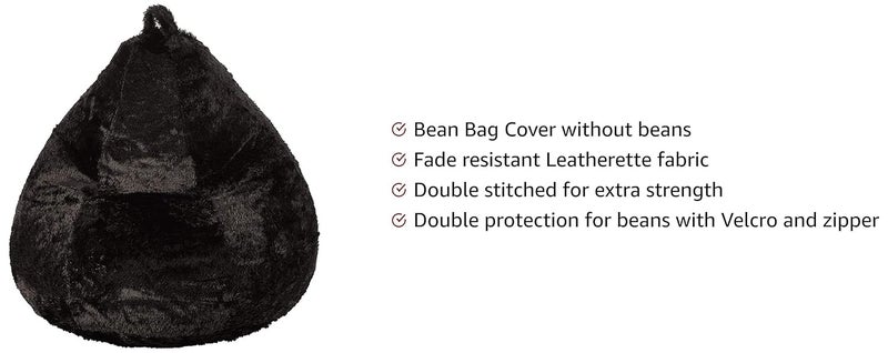 Brand - Solimo Solimo Fur XXXL Bean Bag Cover Without Beans Black - Image 2