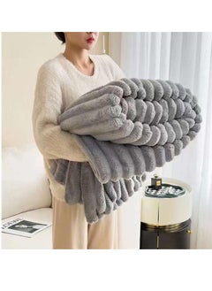 BAIG Faux Fur Blanket Thick Warm Rabbit Hair Gray Plush Soft Plaid Throw Blanket for Double Bed Winter Sofa Cover 200*230CM  - Image 1