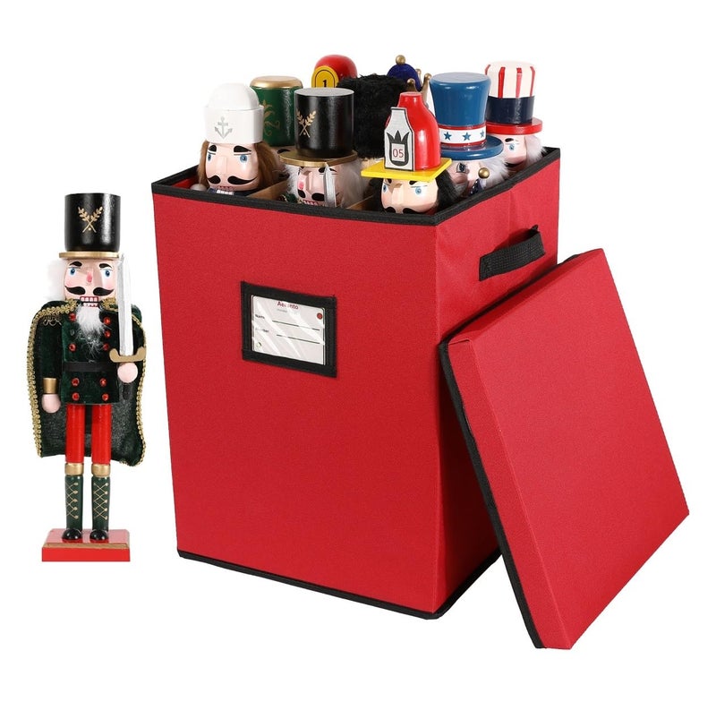 Aeranto Christmas Nutcracker Storage Box with Lid – Holiday Figurine & Collectible Organizer with Adjustable Dividers, Fits 9-16" Tall Nutcrackers, Perfect for Holiday Figurines Storage - Image 1