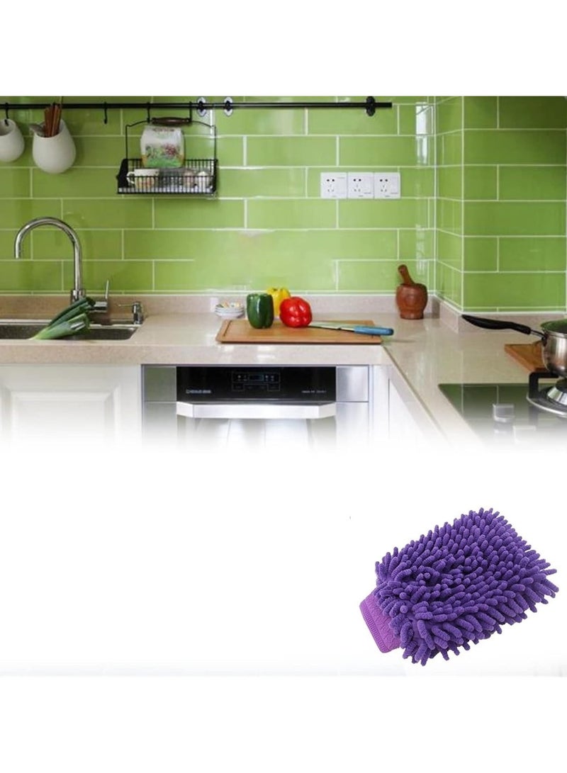 Beauenty Car Wash Glove Universal Two Sided Coral Velvet Gloves Purple - Image 1