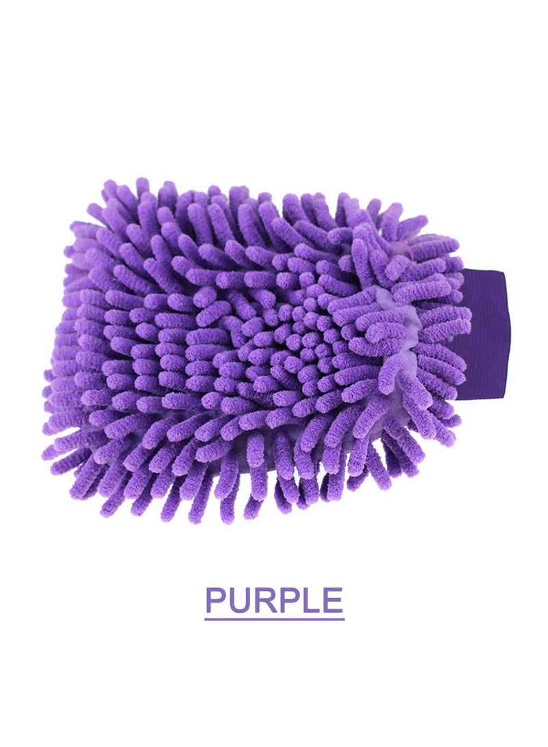 Beauenty Car Wash Glove Universal Two Sided Coral Velvet Gloves Purple - Image 3