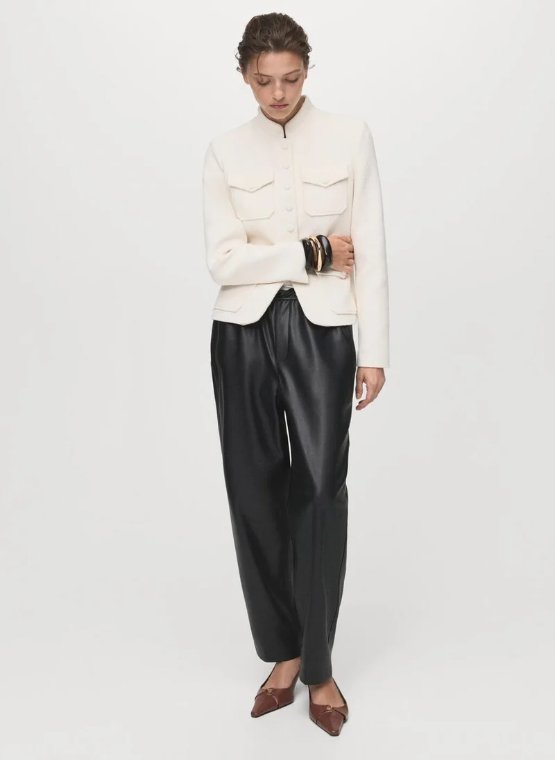 مانجو Leather-effect elastic waist trousers