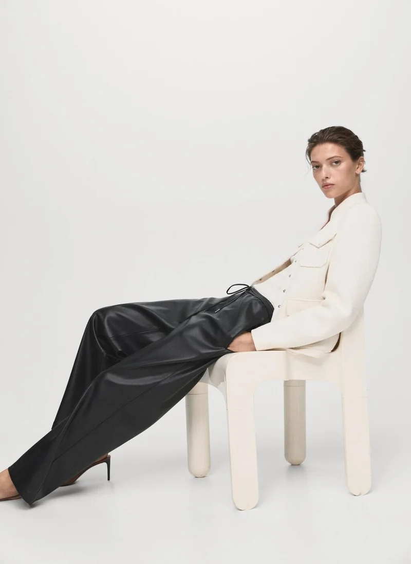 مانجو Leather-effect elastic waist trousers