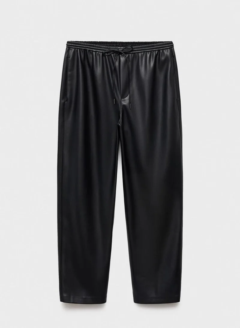 مانجو Leather-effect elastic waist trousers