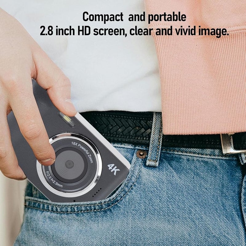 4K 64MP Vlogging Camera 18X Digital Zoom Autofocus Anti Shake Digital Camera Black - Image 3