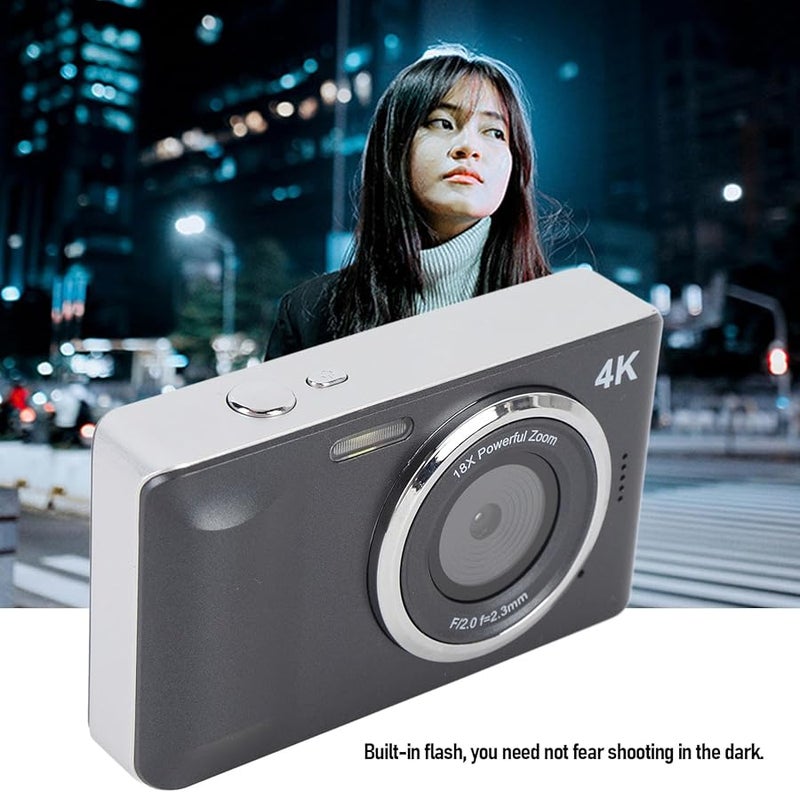 4K 64MP Vlogging Camera 18X Digital Zoom Autofocus Anti Shake Digital Camera Black - Image 5