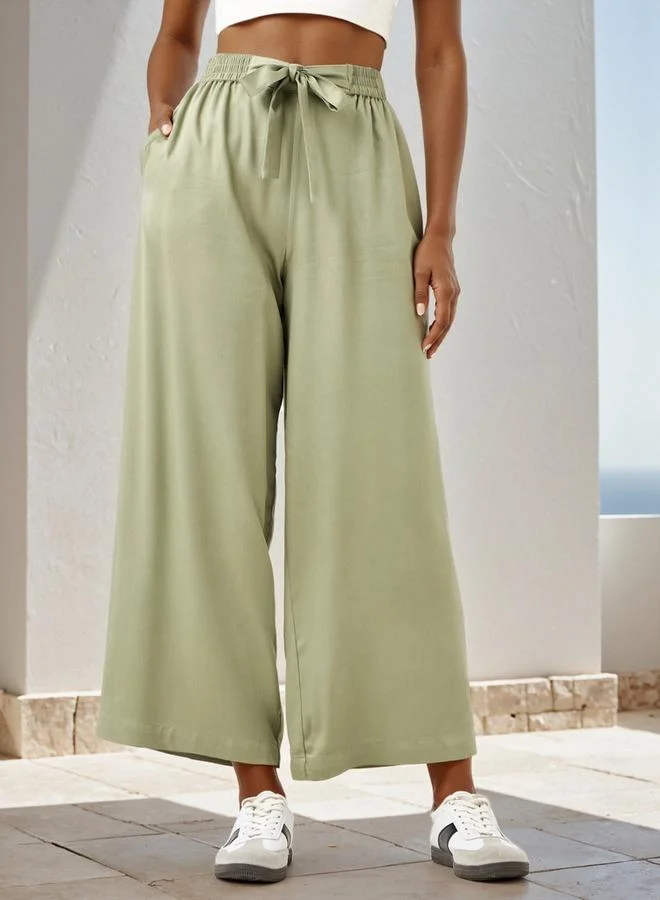 سبلاش فيڤ بنطلون بالازو بقصة مريحة وحزام ربط وجيوب